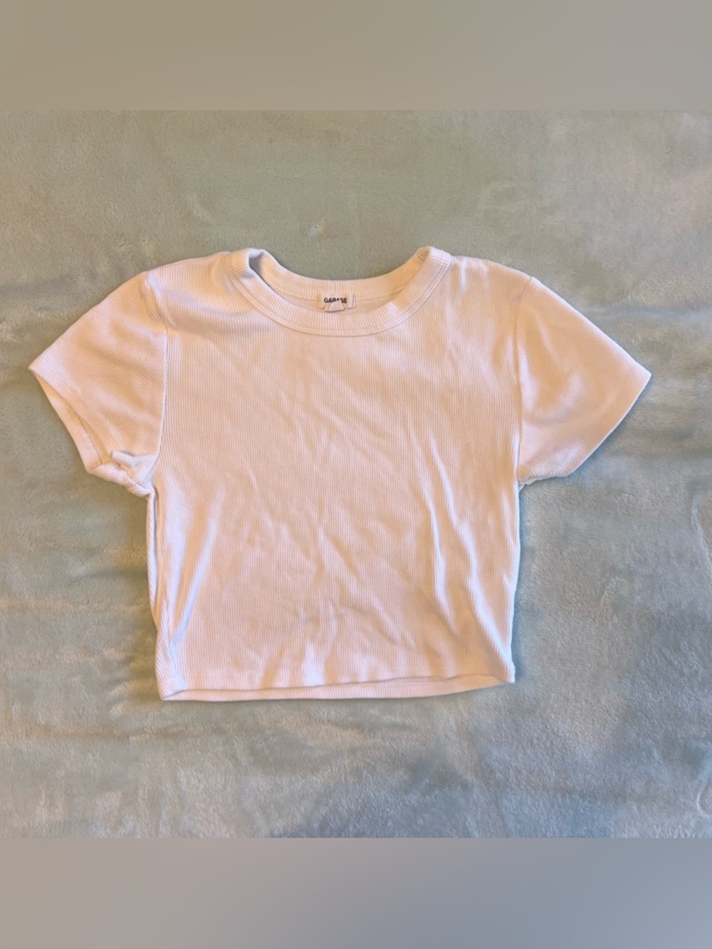 Garage White Ribbed Short Sleeve Tee